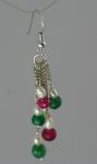 Emerald and Ruby Gemstone Earrings with Seed Pearl